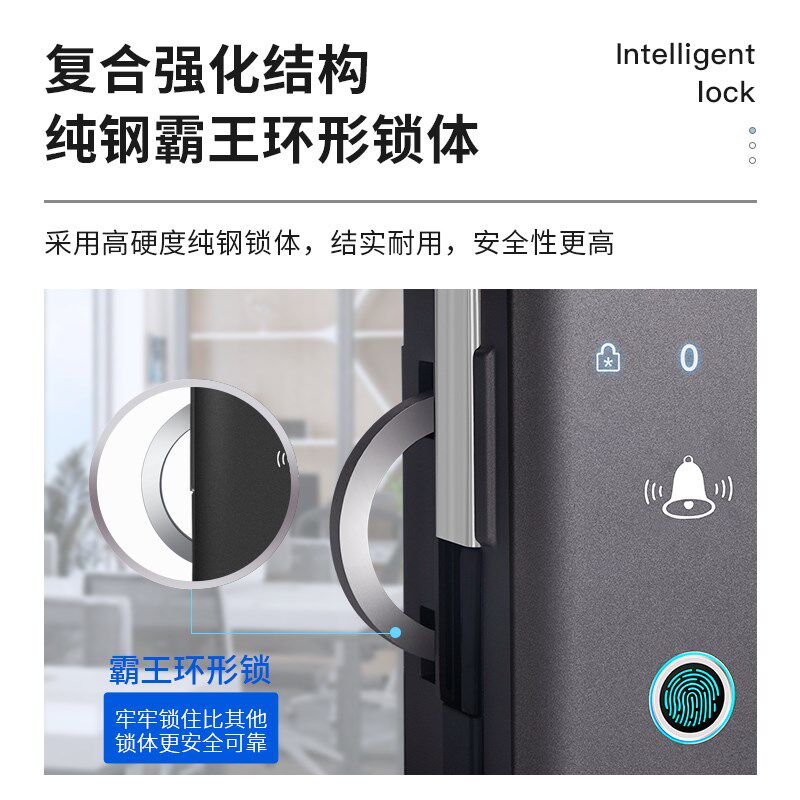 玻璃门锁指纹锁办公室密码锁免开孔双门单门无框有框门电子智能锁