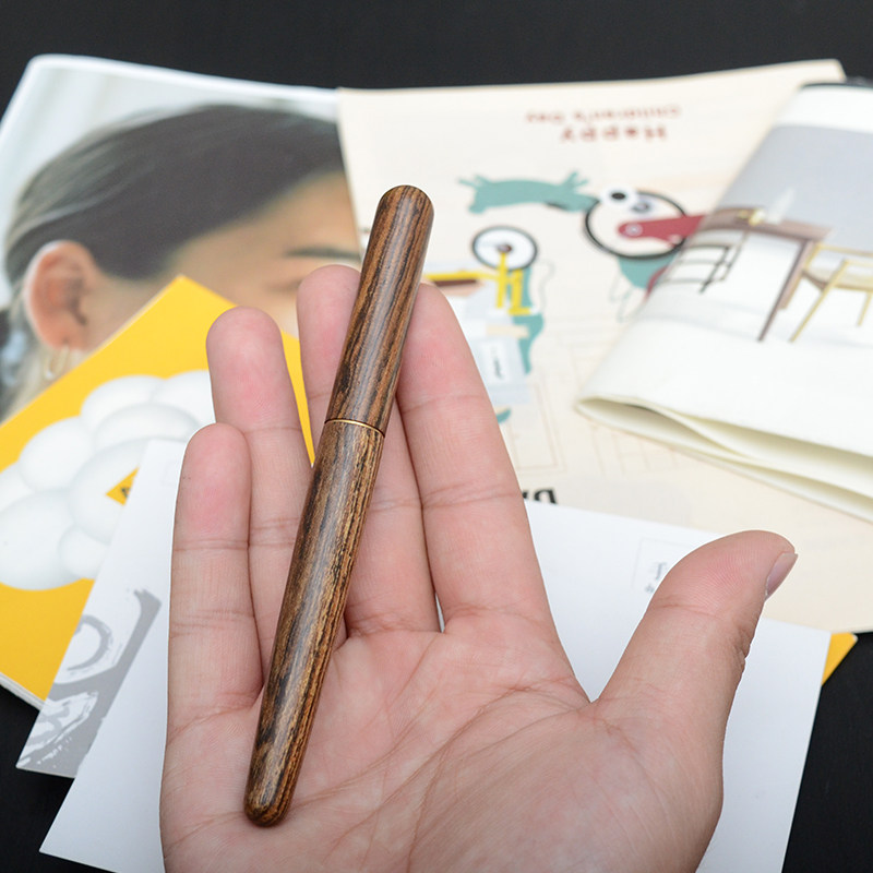 教师节定制手工红木钢笔 墨胆紫檀木笔杆黄铜特细美工尖练字 礼盒