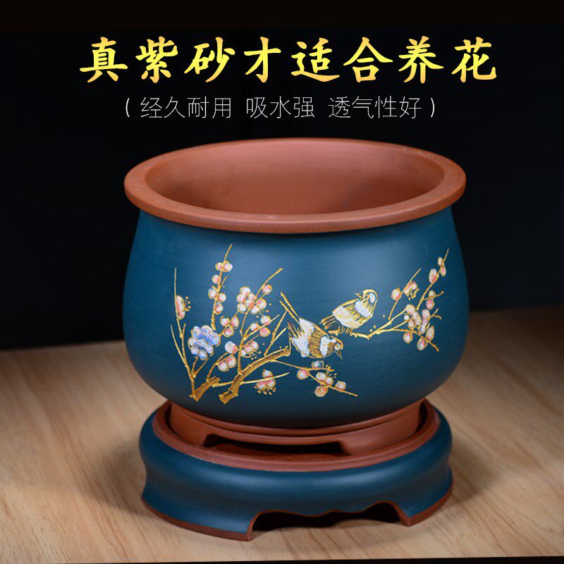 宜兴紫砂兰花盆陶瓷花盆君子兰盆老桩盆景盆多肉植物家用室内盆栽