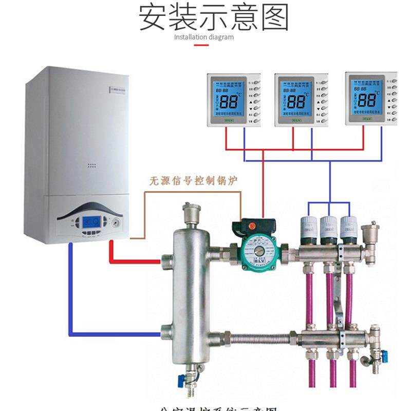 地暖耦合罐304不锈钢混水罐76直径壁挂炉水力分压器去压力平衡器
