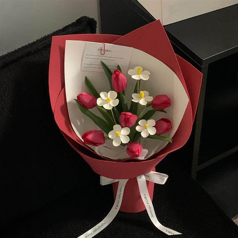 永生花多巴胺郁金香高级感彷真香皂花送女友闺蜜520花束生日礼物