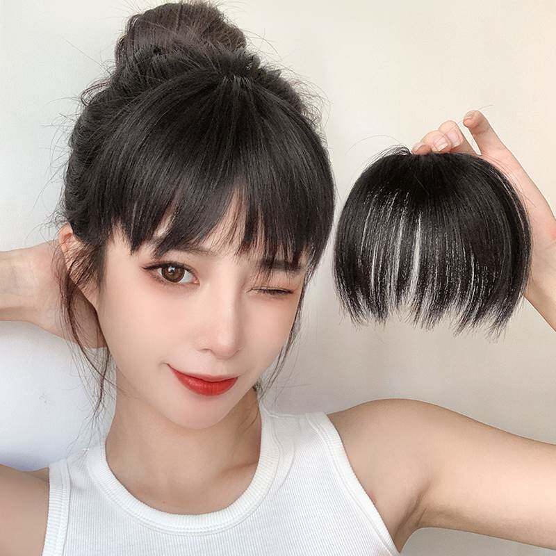 真发刘海假发女 真人发丝自然前额流海 网红假刘海发片无痕留海贴
