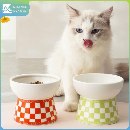 陶瓷猫碗喝水碗粮食碗护颈椎防黑下巴猫粮盆狗食盆装水碗宠物用品