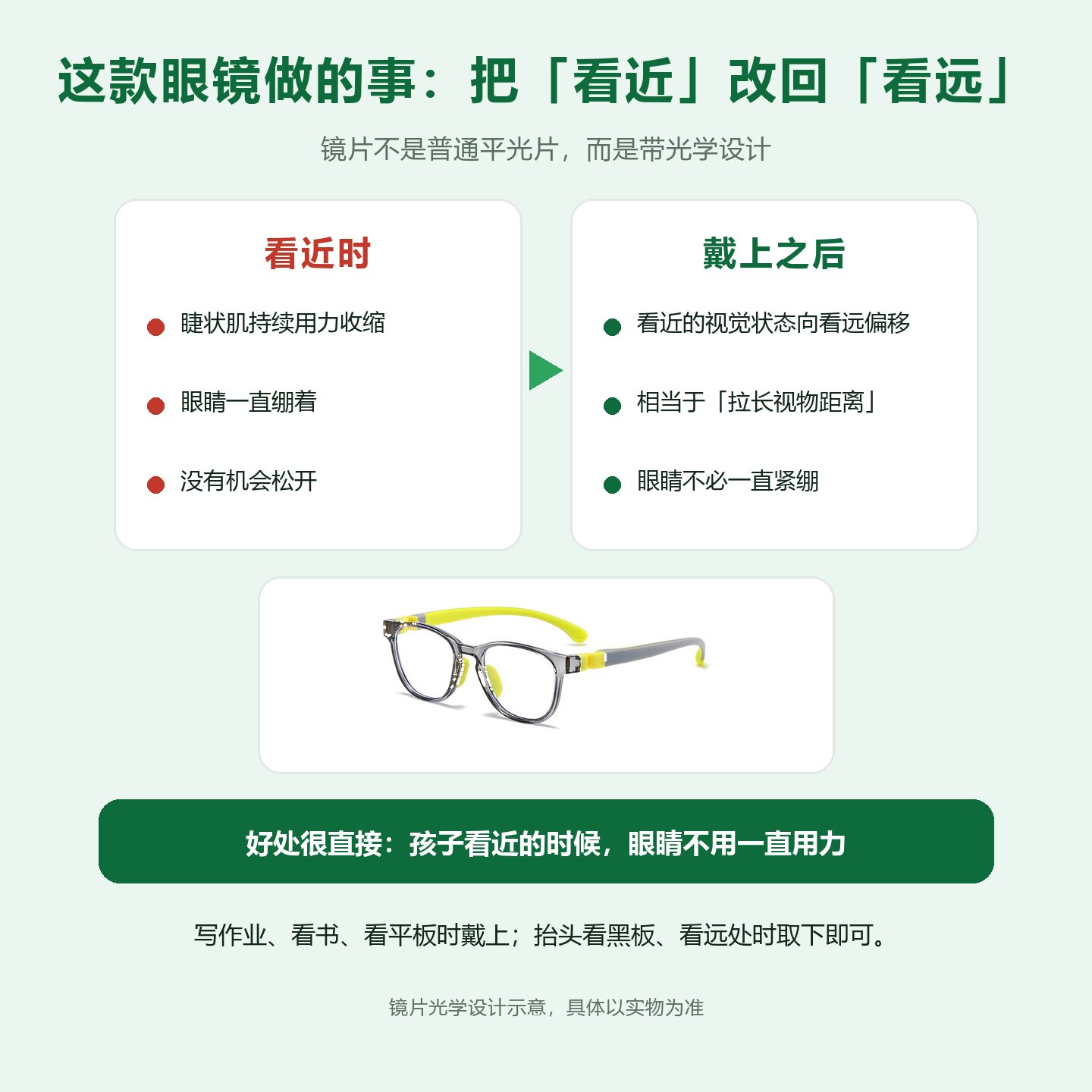 儿童学生防蓝光护眼方框眼镜