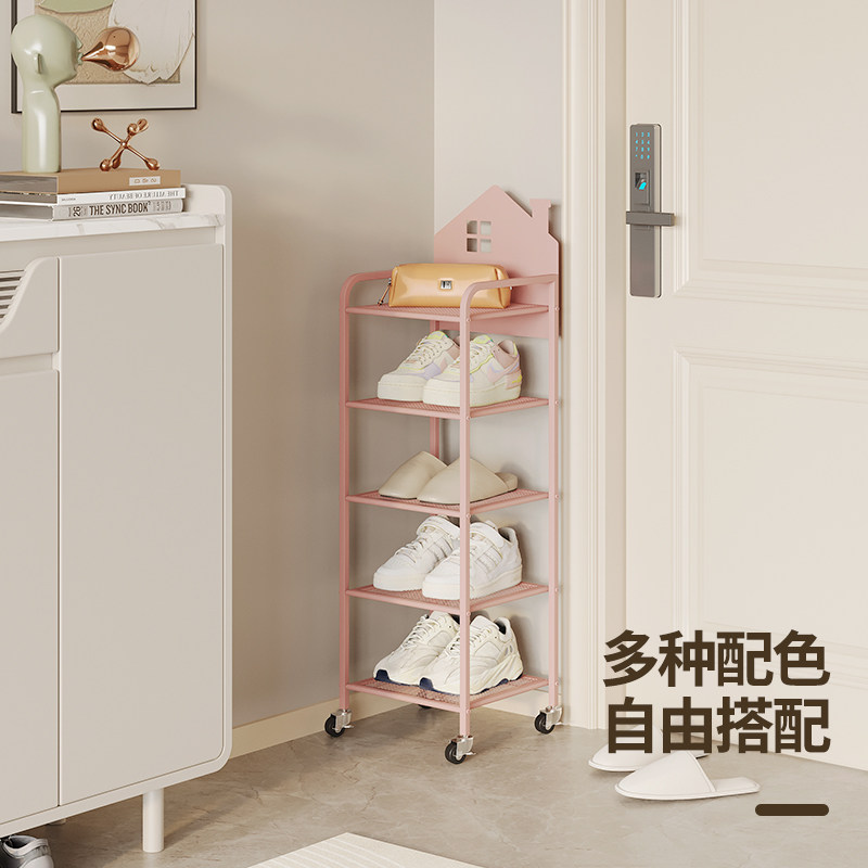 可移动鞋架家用门口多层简易旋转鞋柜小窄入户婴儿鞋架子小型可爱