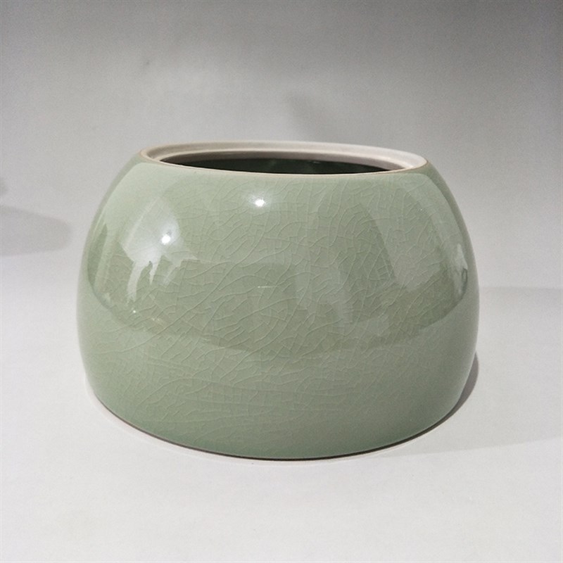 大号圆形陶瓷花瓶汝窑陶器花盆花器水培陶瓷瓶复古装饰品陶罐坛子