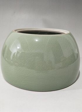 大号圆形陶瓷花瓶汝窑陶器花盆花器水培陶瓷瓶复古装饰品陶罐坛子