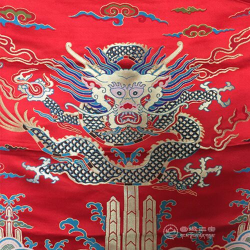 藏式织锦缎布料丝绸面料龙纹黄色丝绸唐装古装服装 一条龙