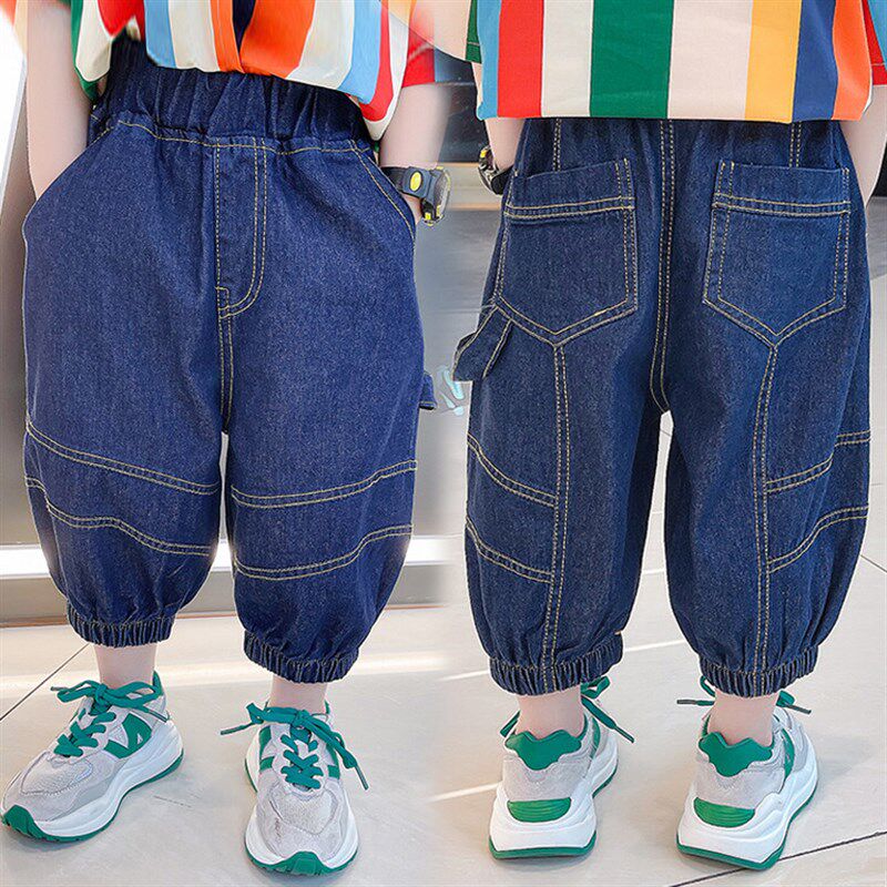 男童裤子夏款夏季小童男孩宝宝七分裤牛仔裤5洋气6薄款中童潮3岁4