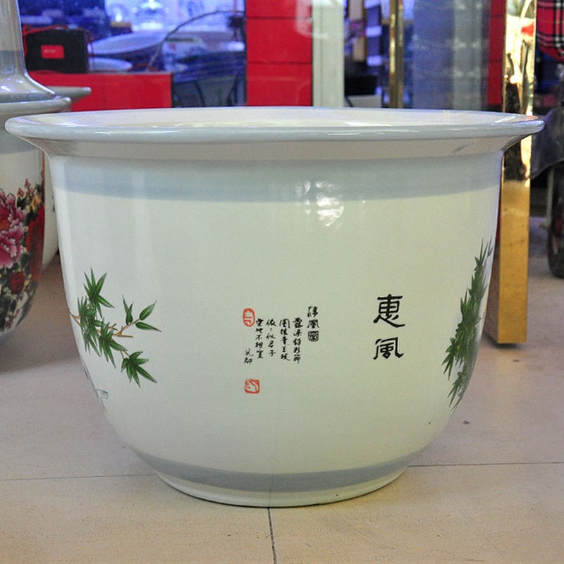 包邮景德镇陶瓷器带接水盘花盆树盆种绿萝发财树中式古典中国风竹