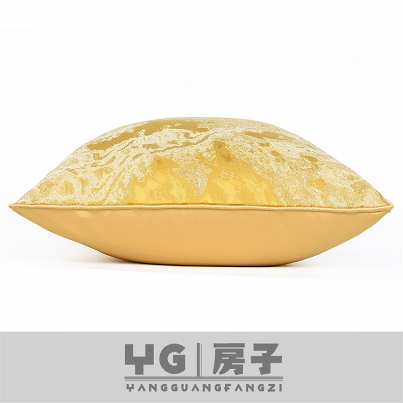 简约样板房抱枕金黄色抽象方枕轻奢别墅靠包新中式沙发床头靠垫