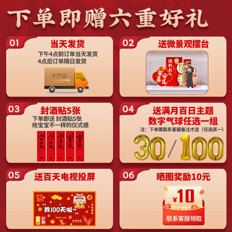 龙宝宝新中式满月百日宴仪式感布置装饰30天100在家背景墙kt板