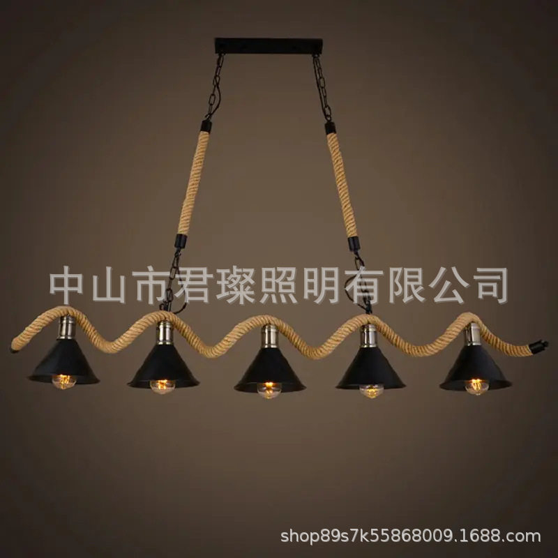 复古工业风不规则麻绳吊灯适用于餐厅咖啡馆酒吧服装店收银台橱窗