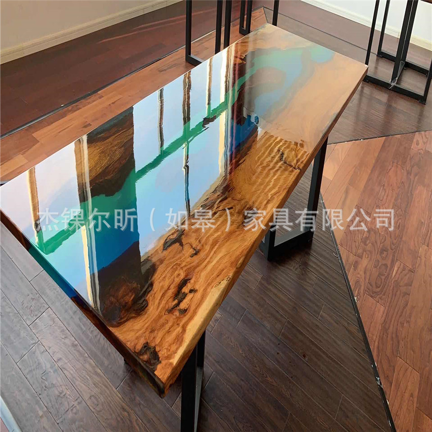 厂家供应实木树脂河流长方形茶几桌子 个性创意欧式树脂餐桌批发