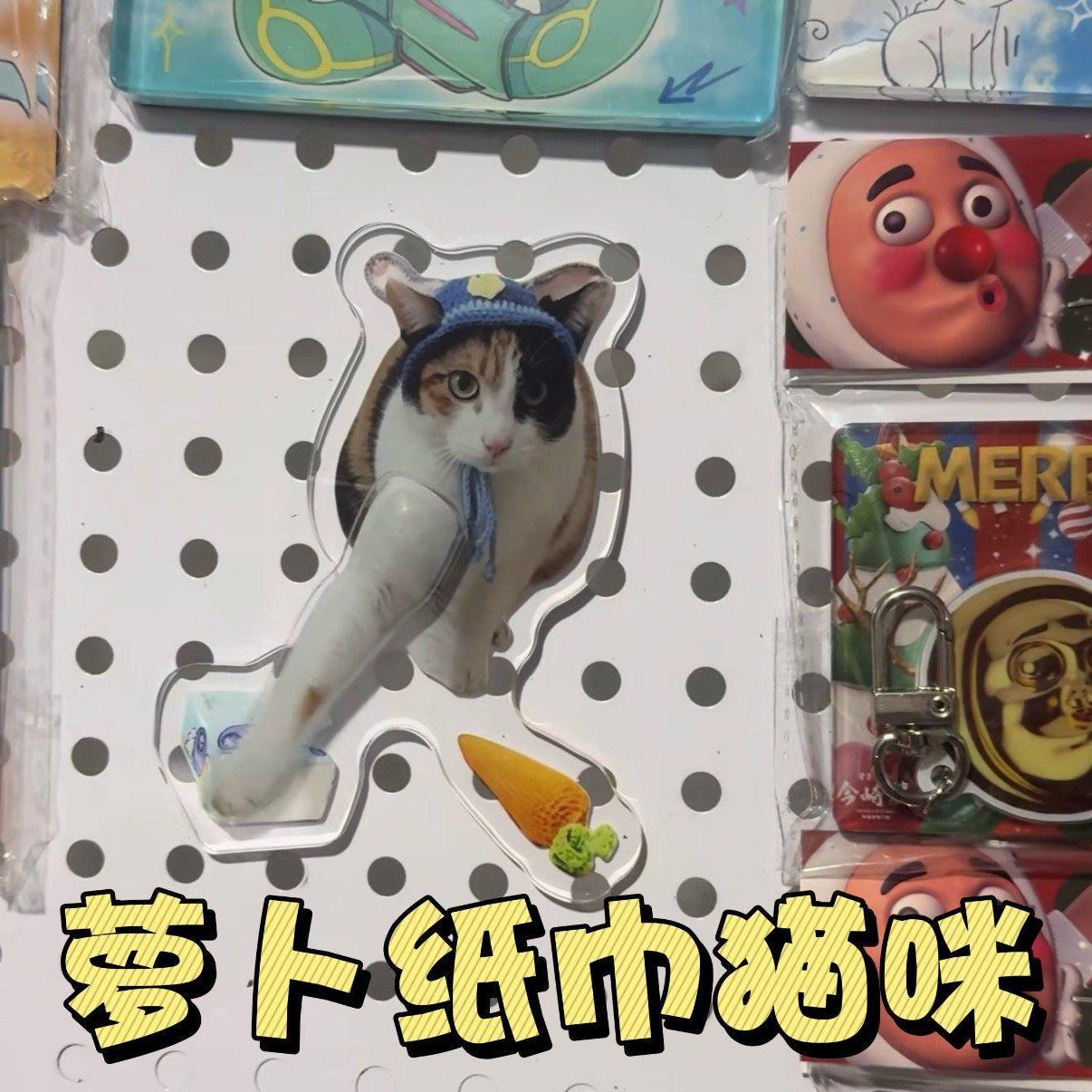 开门小猫萝卜纸巾真棒大笨猫察言观色旋转猫压克力磁吸冰箱贴