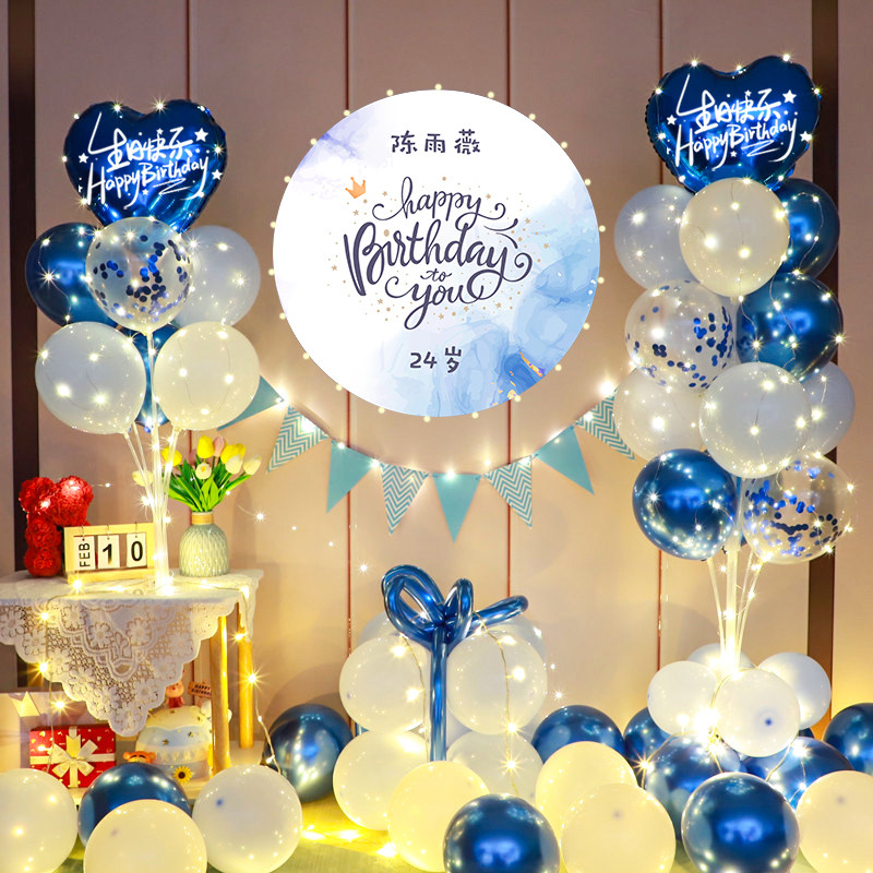 男女生日快乐成人礼18岁生日气球海报装饰布置套餐场景布置背景墙