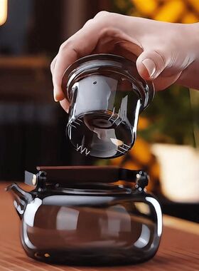 新款提梁壶耐高温煮泡茶高硼硅烧水壶办公个性木把茗凤祥电陶炉