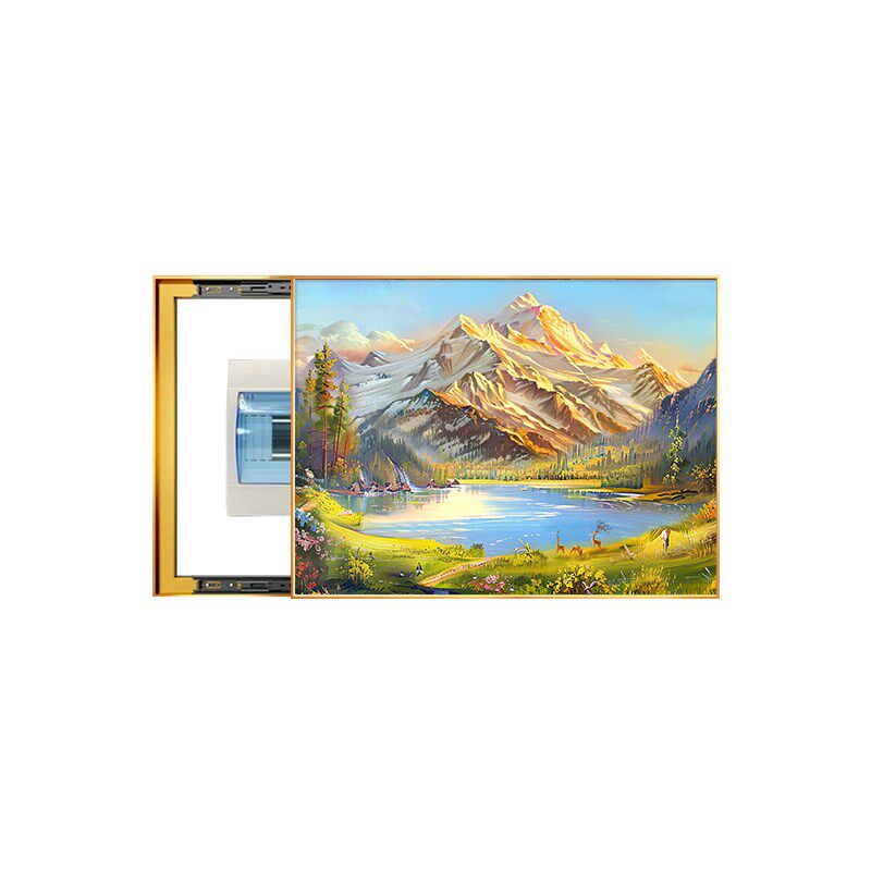 聚宝盆山水画靠山图电表箱装饰画轻奢高级感遮挡配电箱电闸盒挂画