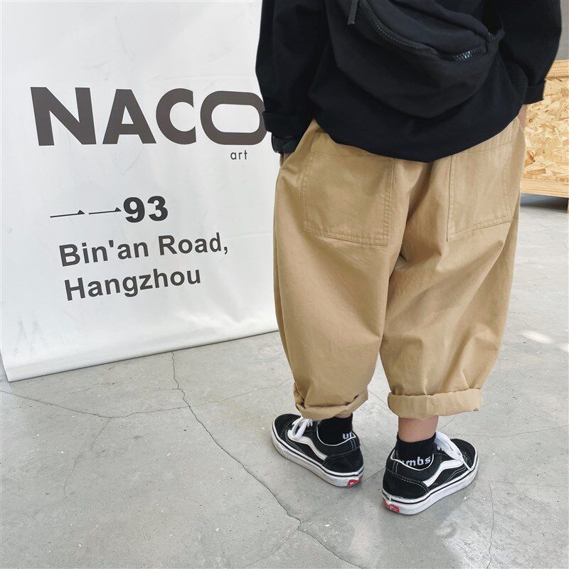 男童裤子春秋儿童休闲裤秋季新款男宝宝长裤小童黑色工装裤秋装秋