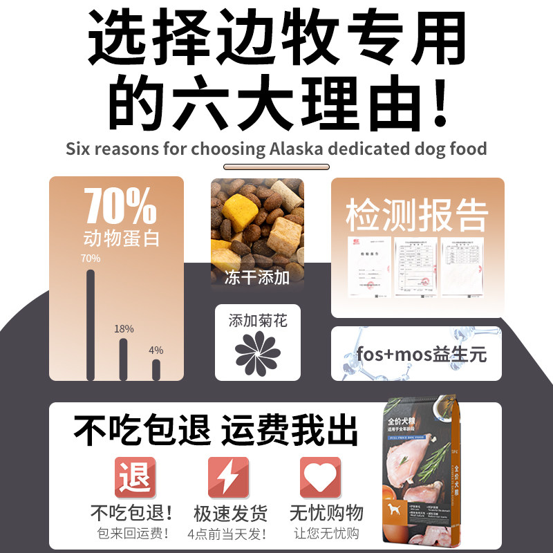 艾萨克边牧专用狗粮40斤装冻干犬粮幼犬成犬大包装美毛补钙牧羊犬