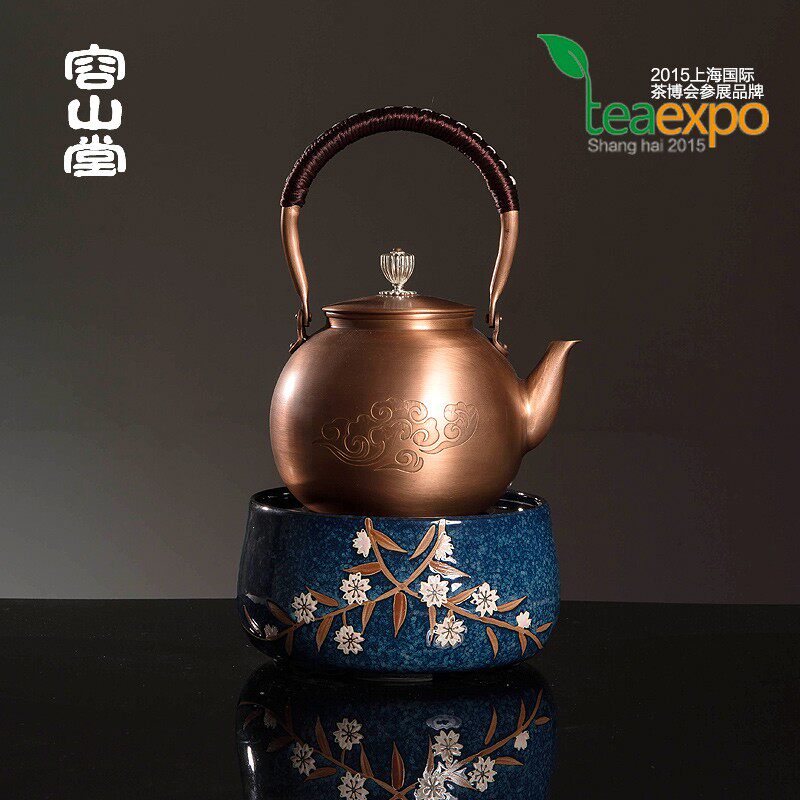 容山堂 茗趣手工纯铜壶 纯紫铜茶壶 烧水壶加厚紫铜壶 大号礼盒装