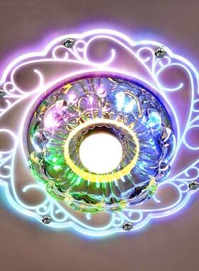 客厅彩色水晶过道灯led吸顶灯圆形门厅入户玄关阳台走廊灯具20cm
