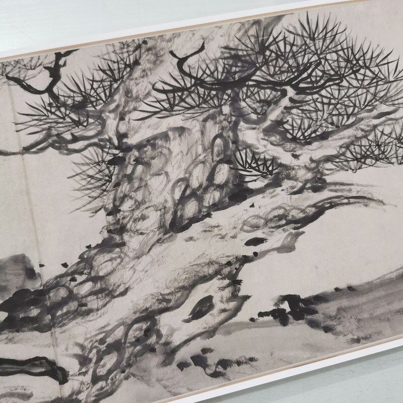 弘仁松梅图卷复古书法字画花卉国画高清微喷仿古复制装裱手卷装饰