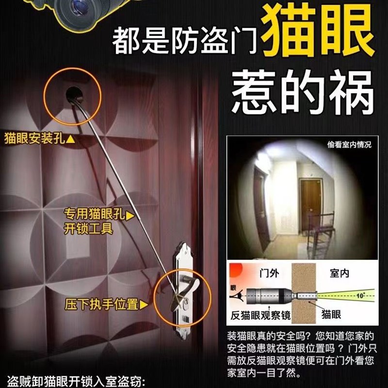 德国进口意利原子防盗门猫眼门镜防盗防撬猫眼防拧单向锁死防猫眼