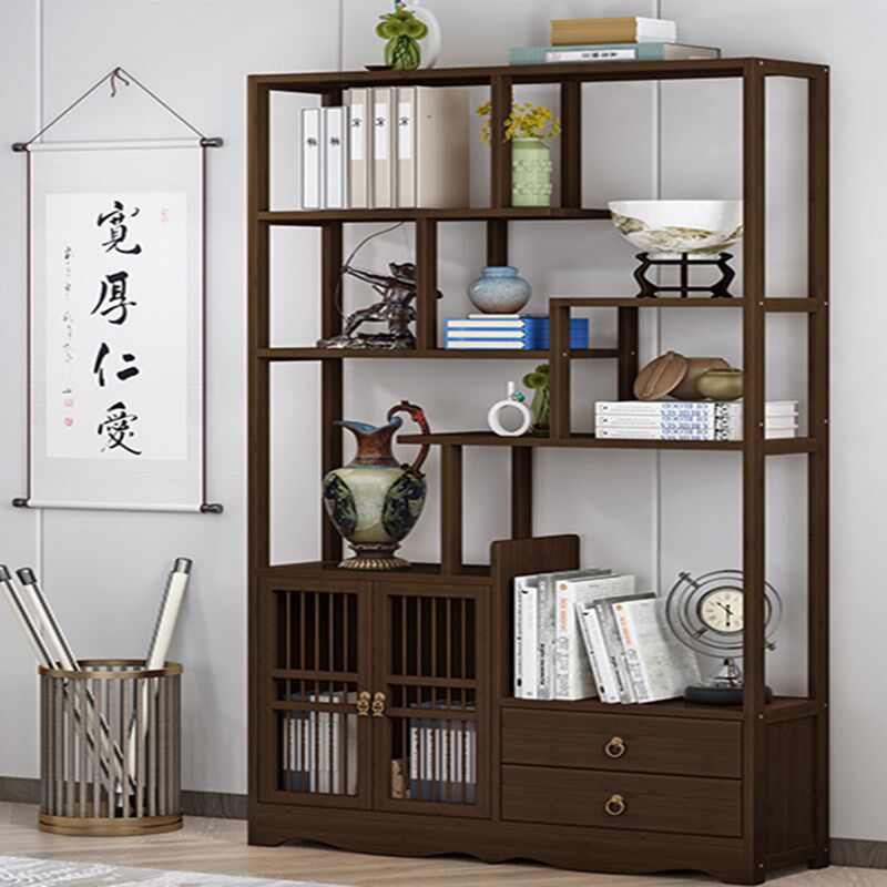 楠竹新款博古架摆件架柜茶具置物架客厅书架实木多宝阁展示柜包邮