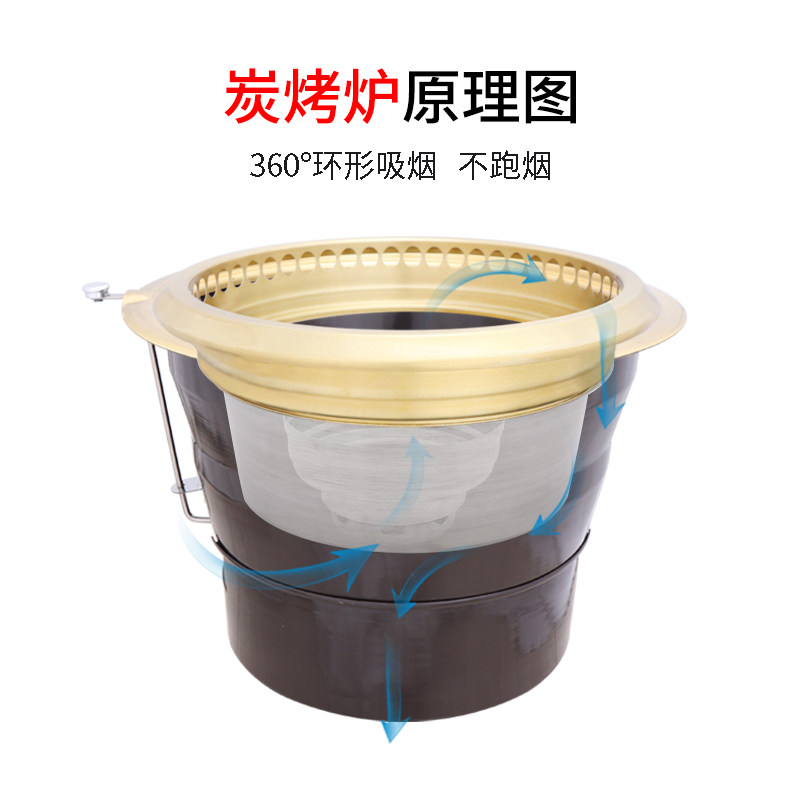 品牛日式烤肉炉料理店商用下排烟烧烤炉碳烤炉纯铜烟圈烤炉包邮