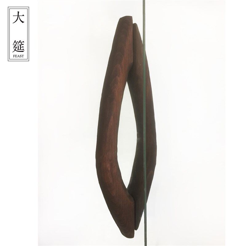 原木质色质无框玻璃门大门拉手拉手实木把手拉c型个性创意浴室