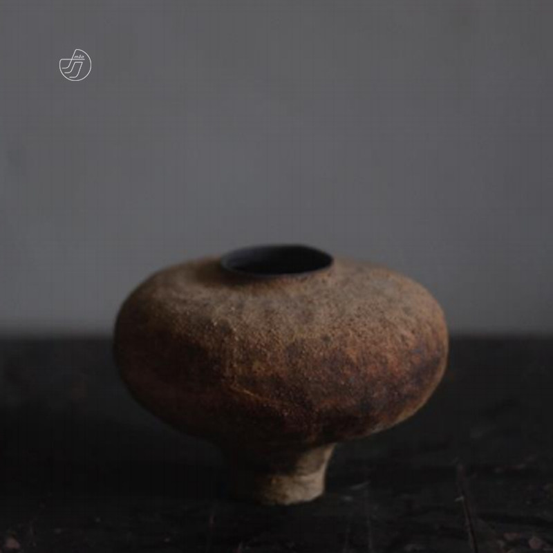 冇花 冯哲元灼色小足圆罐 粗陶手作陶瓷花瓶新中式家居摆件花器