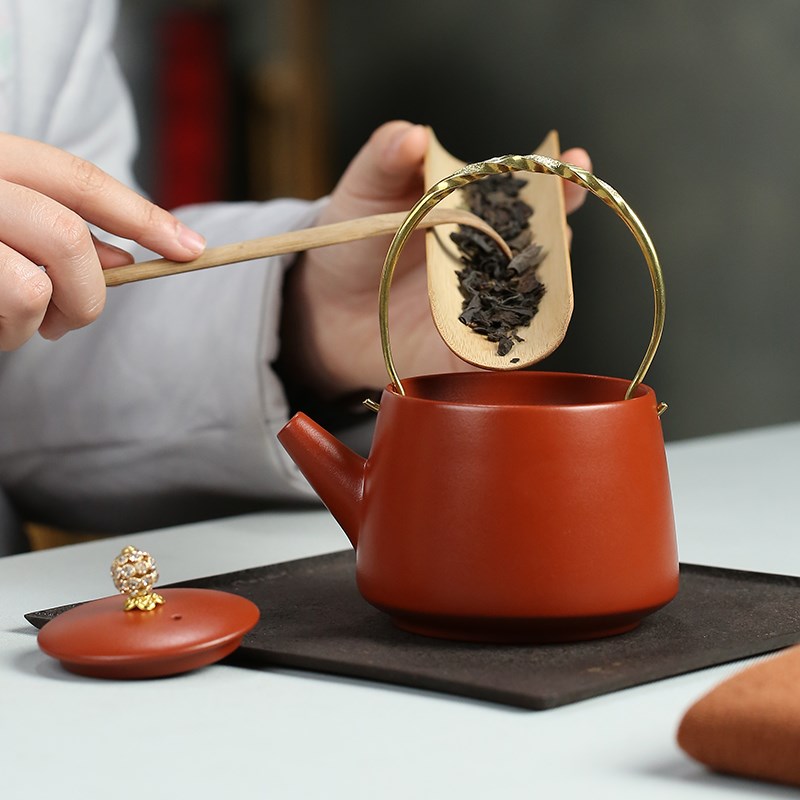 紫砂茶壶泡茶壶一壶二杯中式提梁壶茶壶品杯套组家用功夫茶具套装