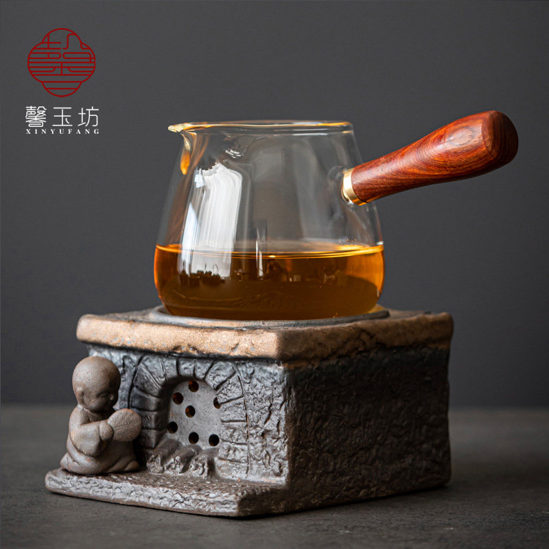 复古粗陶温茶炉煮茶暖茶器小火炉蜡烛酒精灯加热底座日式焙茶台