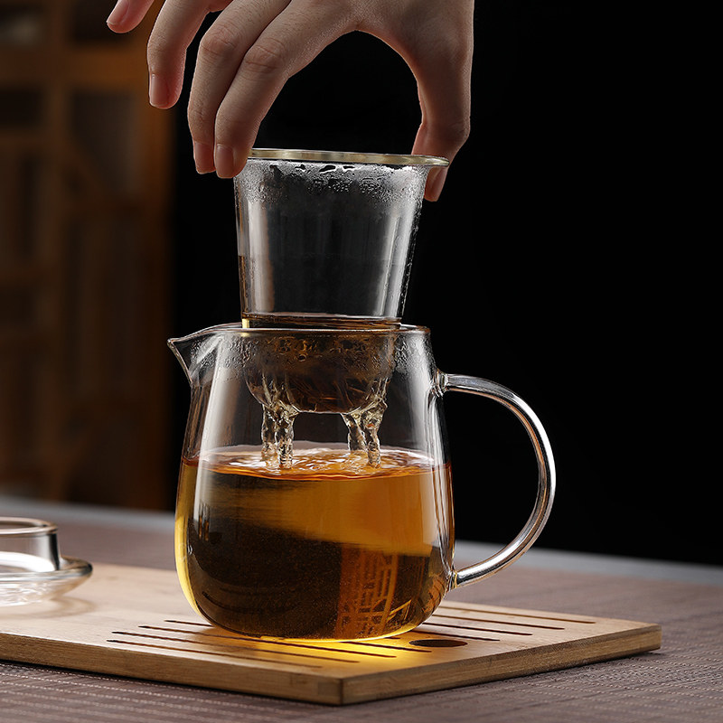 加厚玻璃泡茶杯茶水分离冲茶器家用男女办公杯带盖大容量功夫茶具