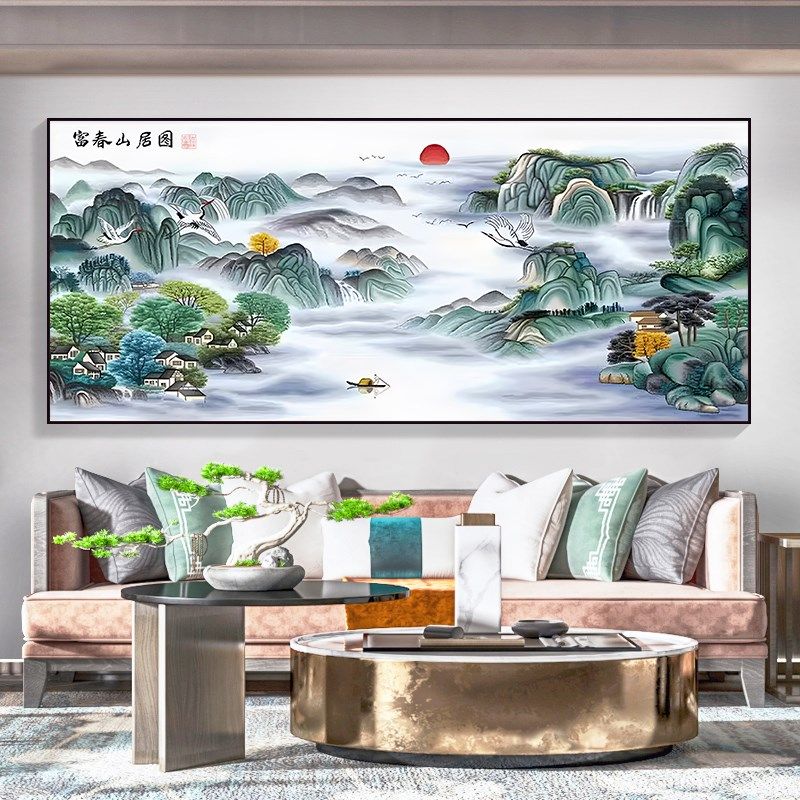 富春山居图十字绣2023新款线绣客厅山水画大幅满绣自己绣手工风景