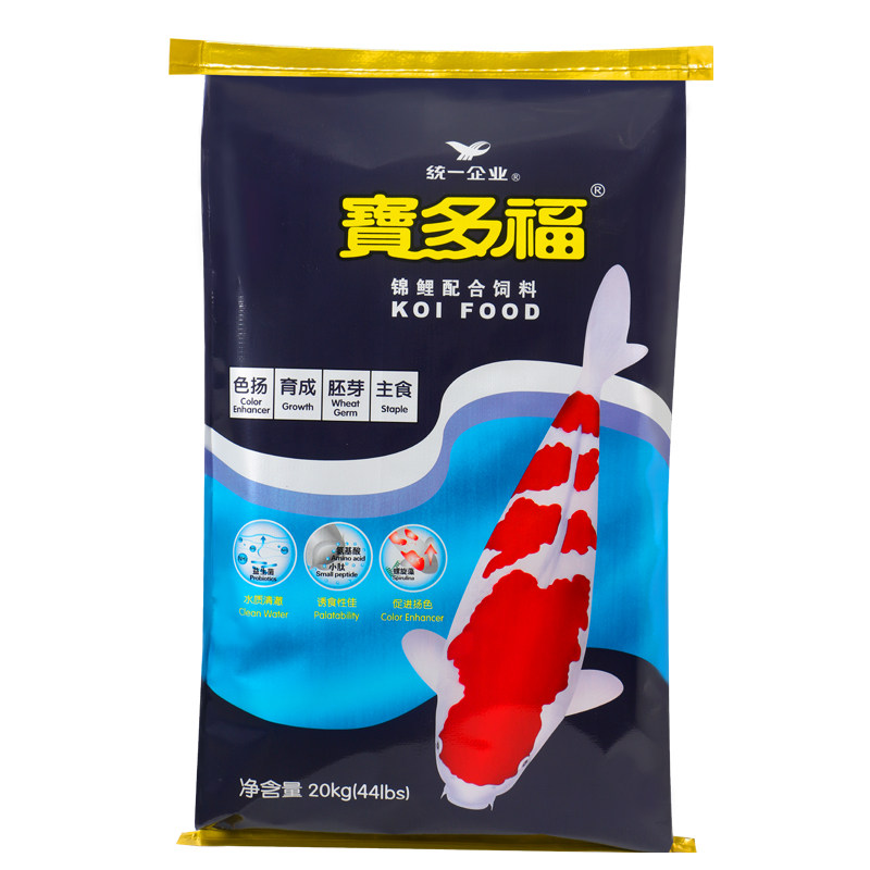 统一宝多福锦鲤鱼饲料不浑水鱼粮专用颗粒金鱼食增肥增色上浮40斤