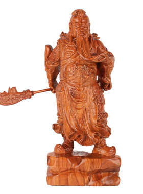 供奉关公雕像木雕摆件桃木关羽忠义武财神关二爷神像公司镇守家宅
