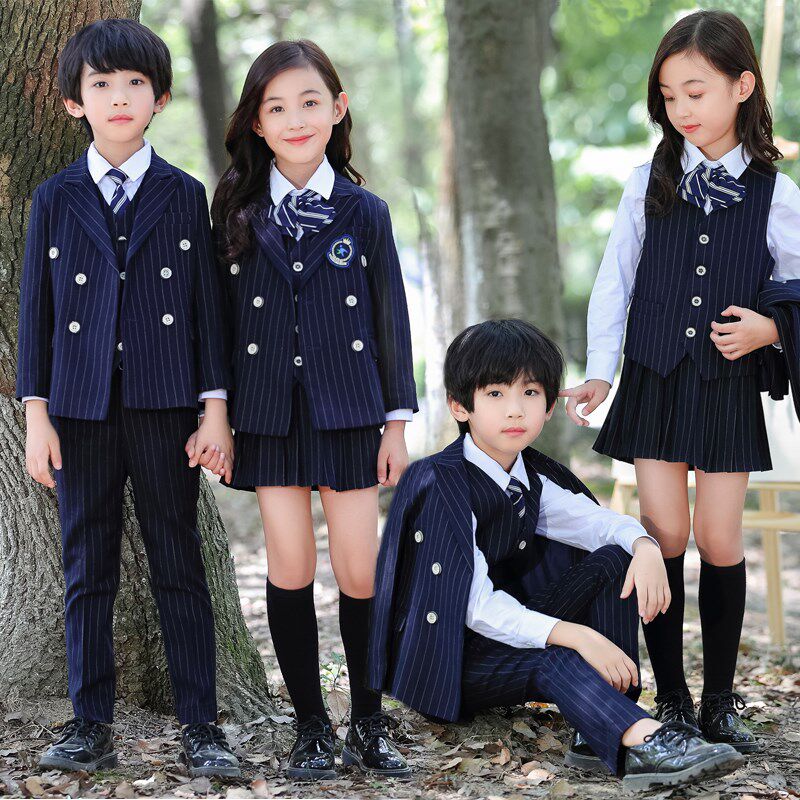 幼儿园园服夏装jk制服春秋款儿童演出服西装马甲三件套小学生班服