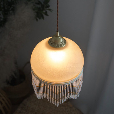 美式乡村流苏小吊灯田园女孩房间卧室床头灯洗手台公主房吧台过道