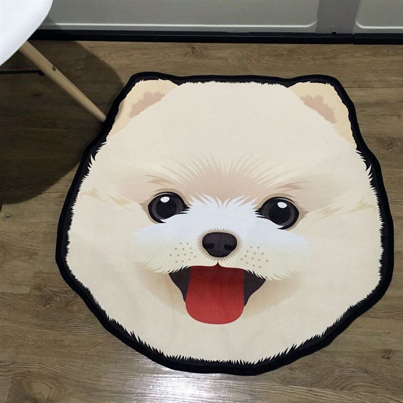 可爱柴犬雪纳瑞哈士奇柯基博美宠物造型毛绒防滑吸水地毯门椅地垫