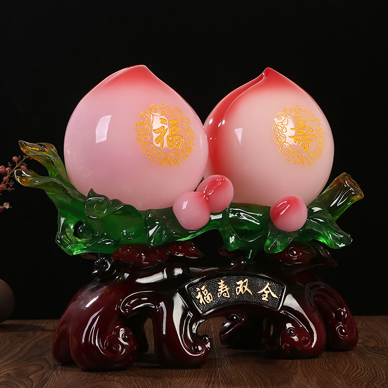 福寿双全寿桃摆件长辈生日贺寿大寿祝寿礼品送老人老年人生日礼物
