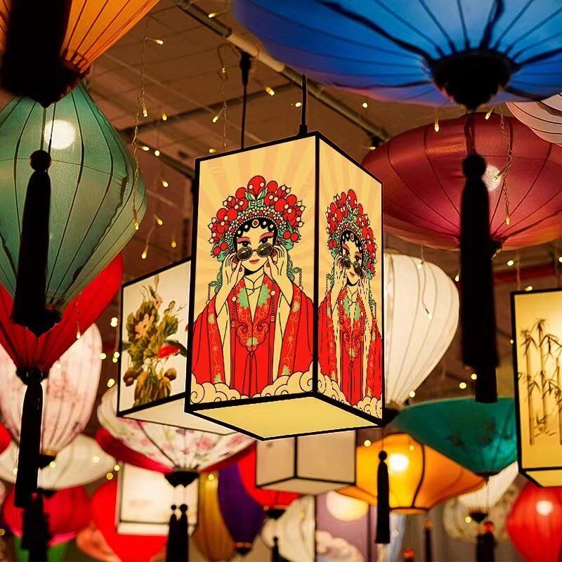 国潮风吊灯中式火锅店餐厅中国风室内装修酒店烧烤店古风户外灯笼