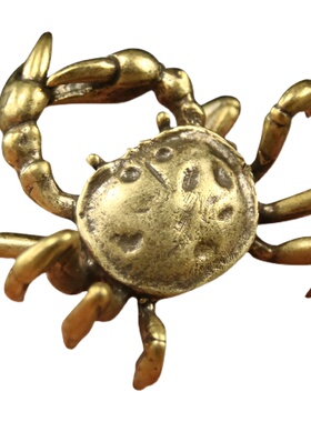 铜螃蟹桌面小摆件招财家居装饰品迷你创意可爱办公桌上房间手把件