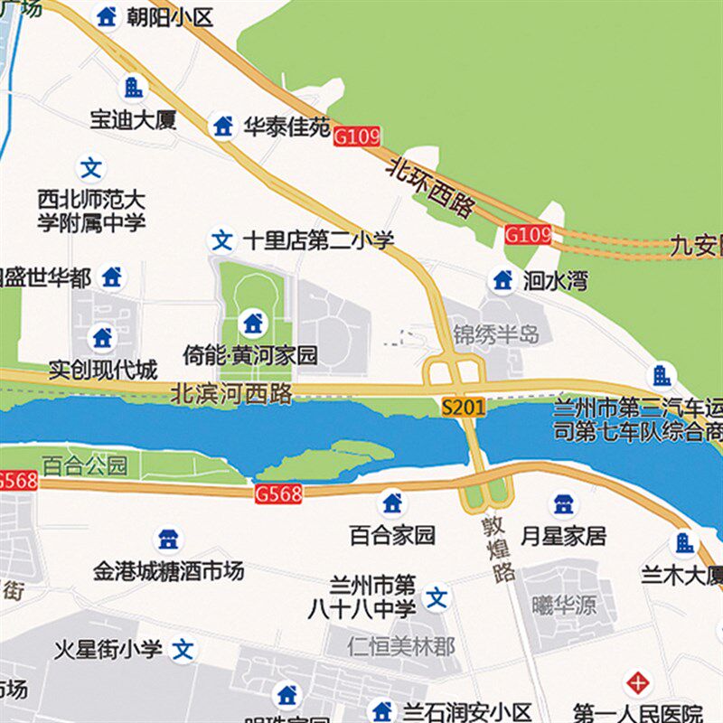 2024新款兰州市城区地图办公室挂图高清防水墙壁装饰实物推荐定制
