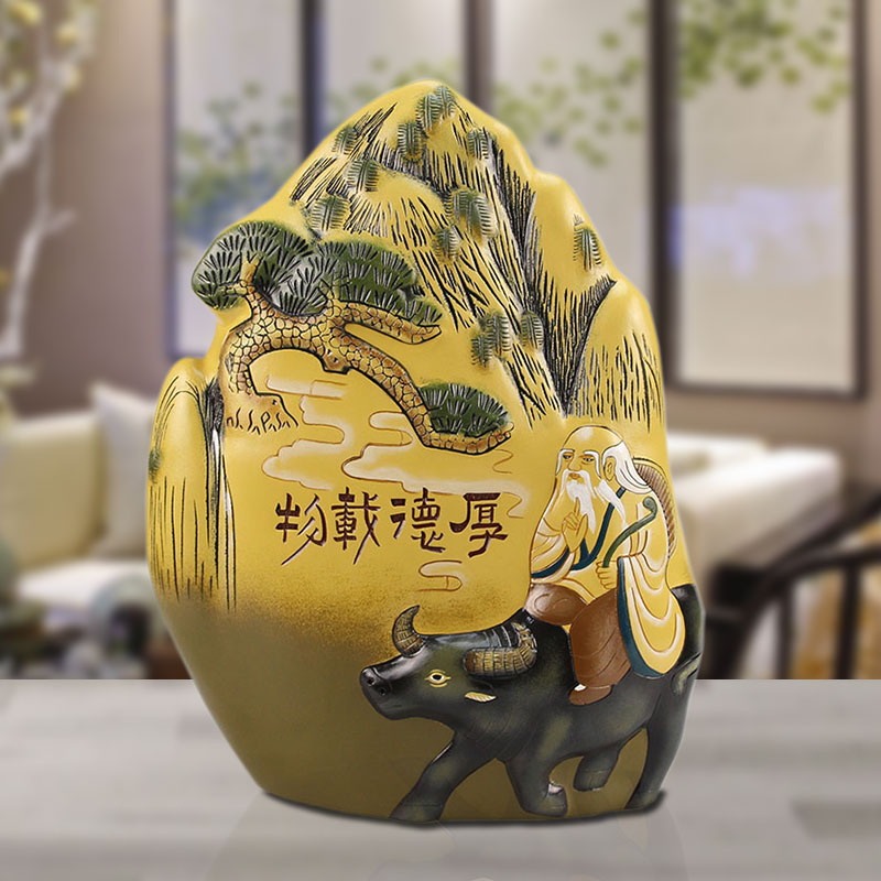国风雕塑中式装饰品陶瓷工艺品古董架玄关办公室书柜装饰禅意摆件