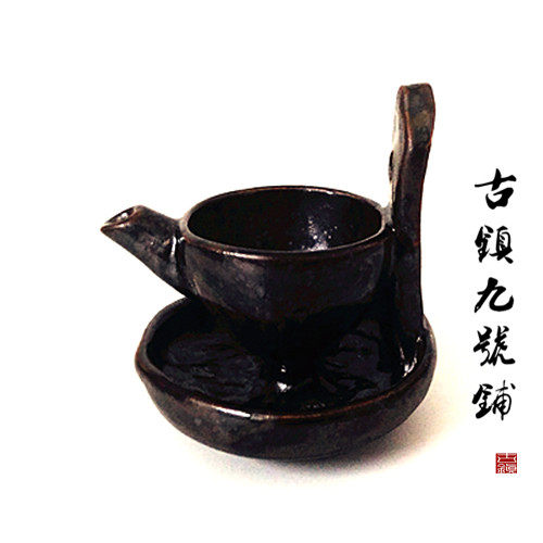 宋代仿古油灯陶瓷复古烛台老式煤油壁灯酥油古典中式禅意装饰摆件