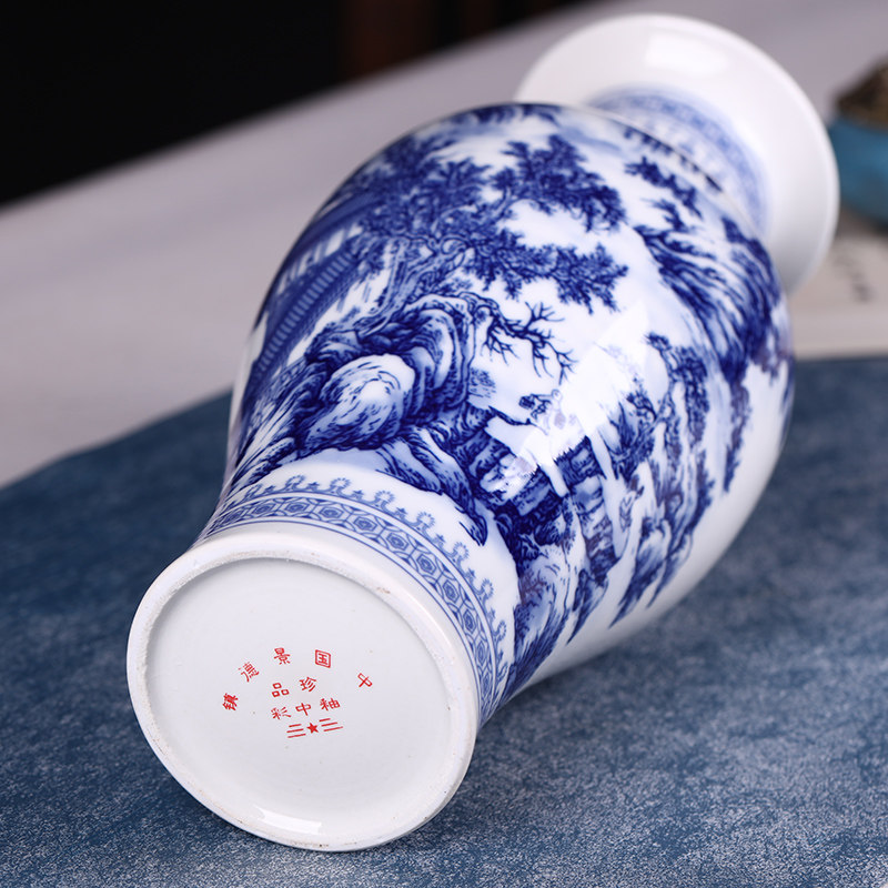 景德镇陶瓷器三件套花瓶大号摆件插花中式客厅家居装饰品玄关摆设