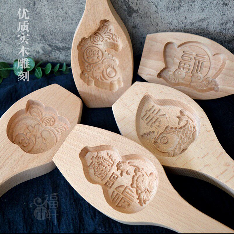 新款实木立体冰皮圣诞面食花样蒸馒头豆包山药绿豆糕葫芦木质模具