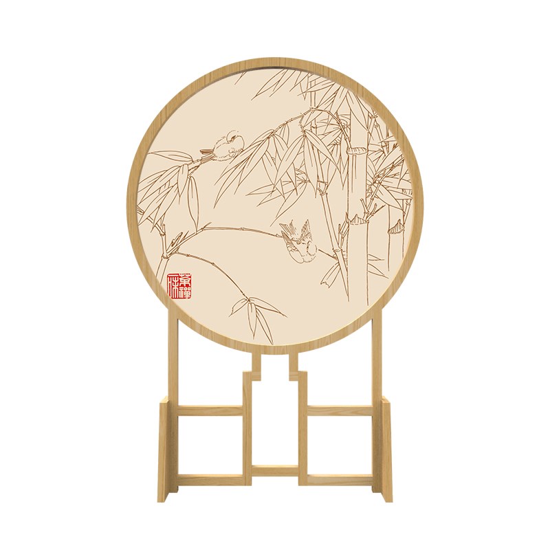 新中式座屏实木屏风书房茶室展会装饰隔断定制禅意镂空玄关竹子